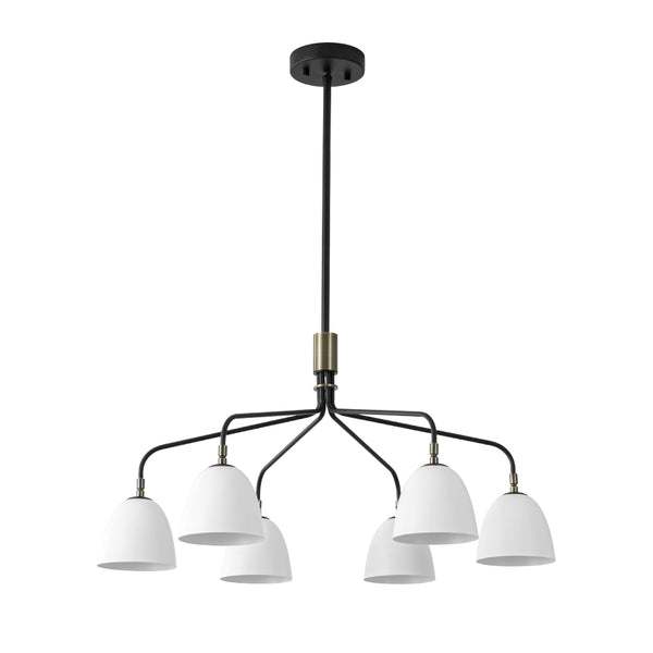Sculptural 6-Light Metal Modern Linear Chandelier