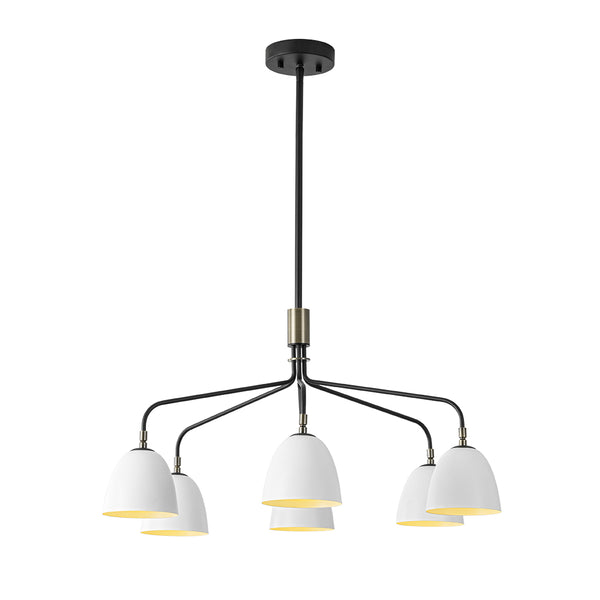 Sculptural 6-Light Metal Modern Linear Chandelier