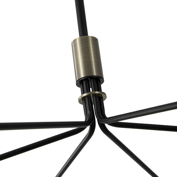 Sculptural 6-Light Metal Modern Linear Chandelier
