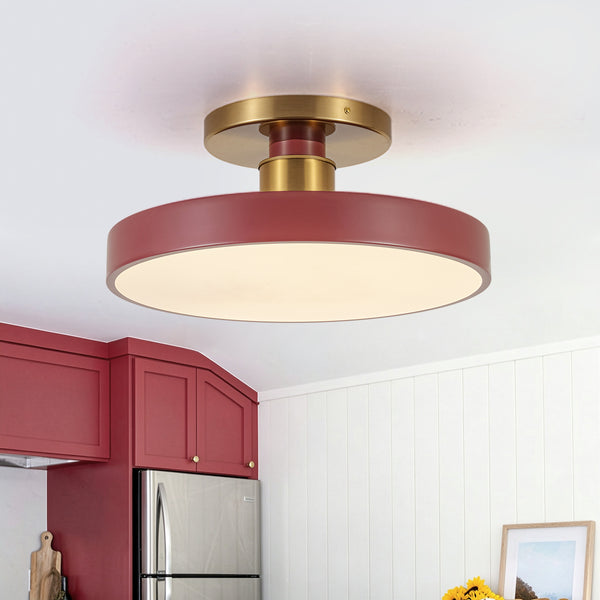 Modern Minimalist Dimmable LED Drum Semi Flush Mount