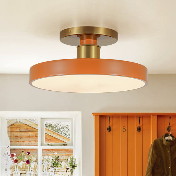 Modern Minimalist Dimmable LED Drum Semi Flush Mount
