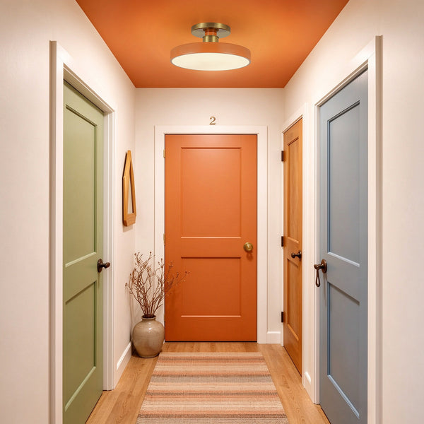 Modern Minimalist Dimmable LED Drum Semi Flush Mount