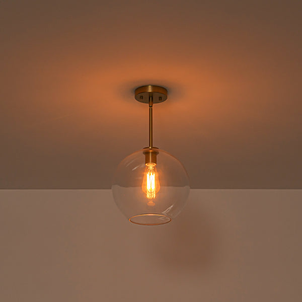 Modern 1-Light Sculptural Glass Globe Pendant