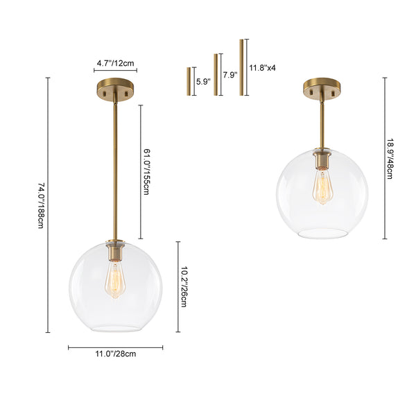 Modern 1-Light Sculptural Glass Globe Pendant