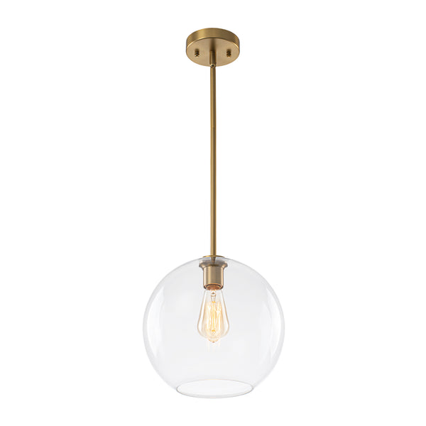 Modern 1-Light Sculptural Glass Globe Pendant