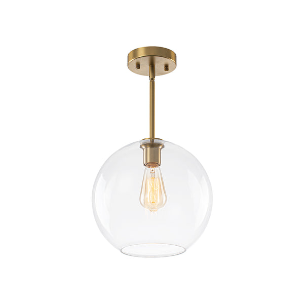 Modern 1-Light Sculptural Glass Globe Pendant