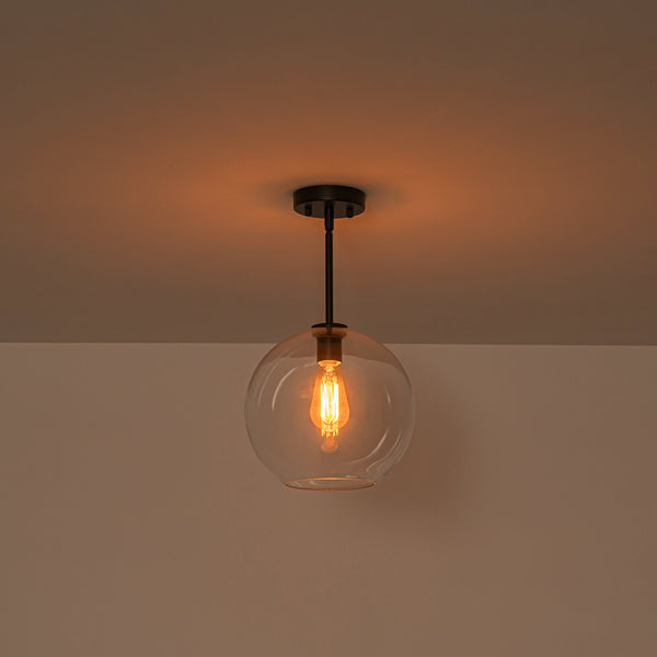 Modern 1-Light Sculptural Glass Globe Pendant