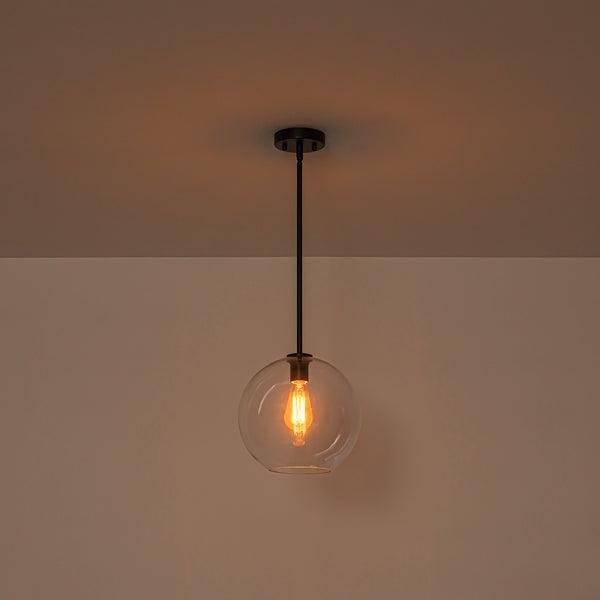 Modern 1-Light Sculptural Glass Globe Pendant