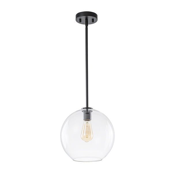 Modern 1-Light Sculptural Glass Globe Pendant