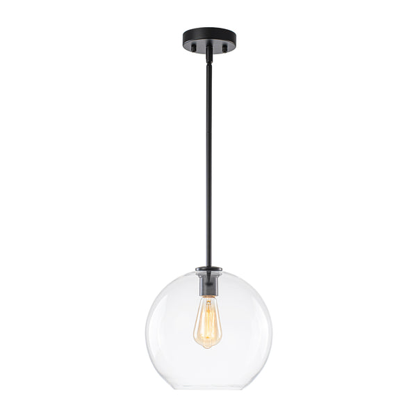 Modern 1-Light Sculptural Glass Globe Pendant