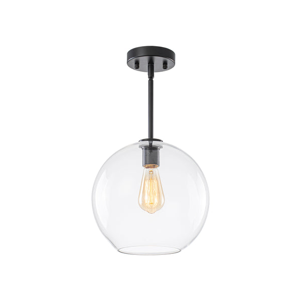 Modern 1-Light Sculptural Glass Globe Pendant