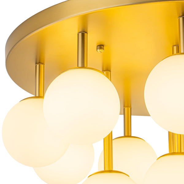 Multi-Globe Frosted Glass Cluster 14-Light Layered Semi-flush Mount