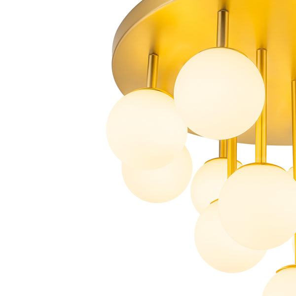 Multi-Globe Frosted Glass Cluster 14-Light Layered Semi-flush Mount