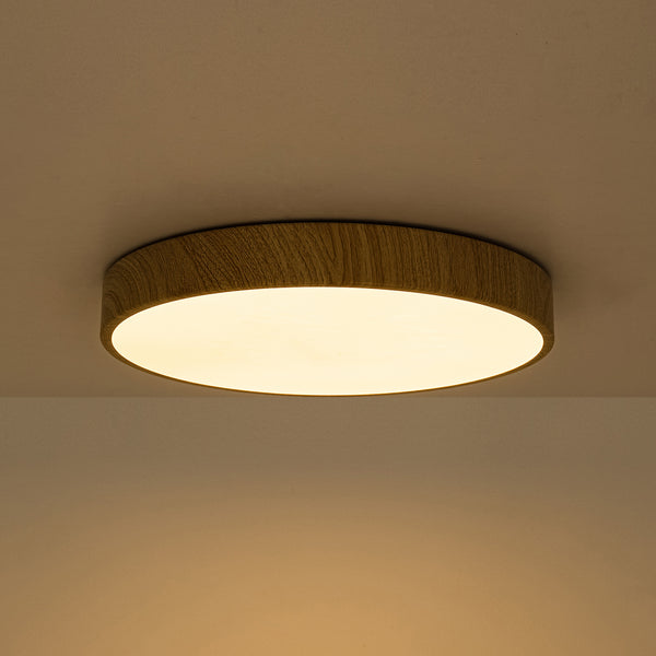 Nordic Faux Wood Grain 5CCT Dimmable LED Round Flush Mount