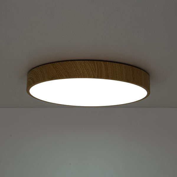 Nordic Faux Wood Grain 5CCT Dimmable LED Round Flush Mount
