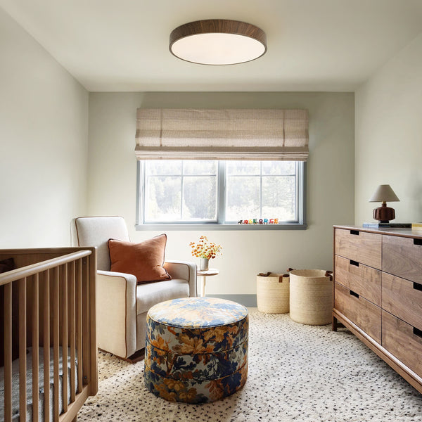 Nordic Faux Wood Grain 5CCT Dimmable LED Round Flush Mount