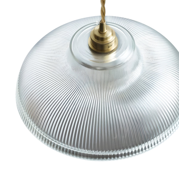 Retro 1-Light Dome Ribbed Glass Saucer Pendant