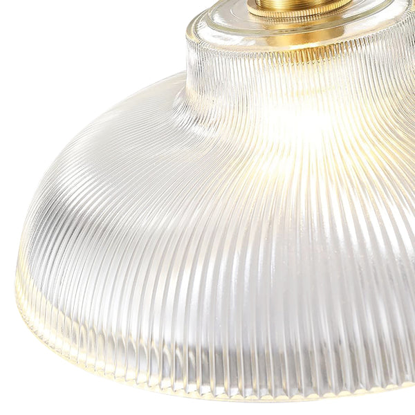 Retro 1-Light Dome Ribbed Glass Saucer Pendant