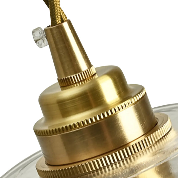 Retro 1-Light Dome Ribbed Glass Saucer Pendant