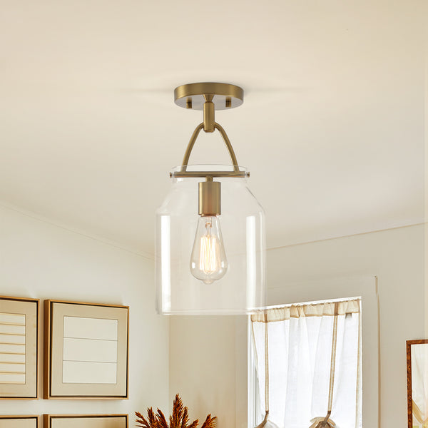 Scandinavia 1-Light Barrel Glass Hanging Kitchen Pendant