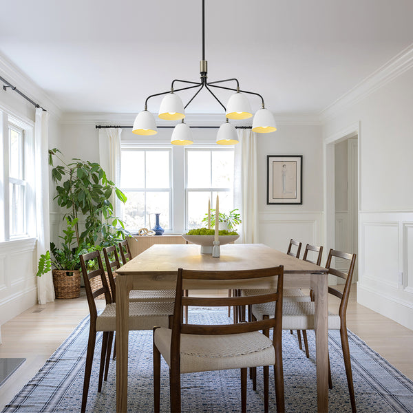 Sculptural 6-Light Metal Modern Linear Chandelier