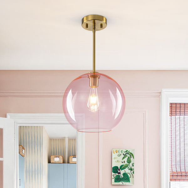 Sculptural Solid Colored Glass Globe Single Pendant