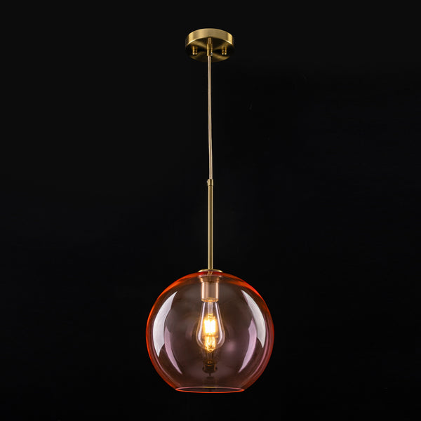 Sculptural Solid Colored Glass Globe Single Pendant