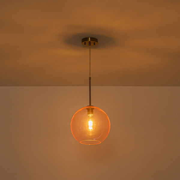 Sculptural Solid Colored Glass Globe Single Pendant
