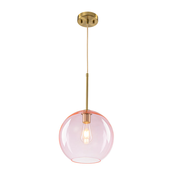Sculptural Solid Colored Glass Globe Single Pendant