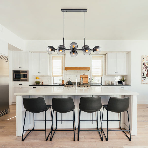Sculptural 8-Light Staggered Gradient Glass Island Chandelier