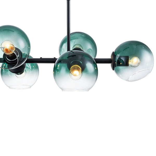 Sculptural 8-Light Staggered Gradient Glass Island Chandelier
