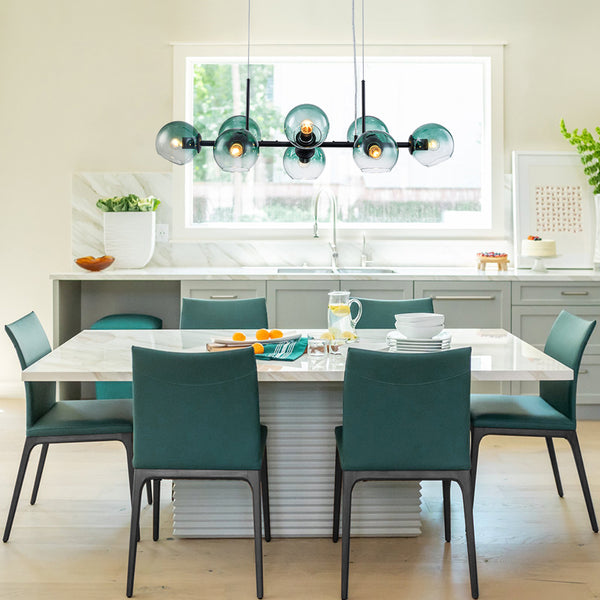 Sculptural 8-Light Staggered Gradient Glass Island Chandelier