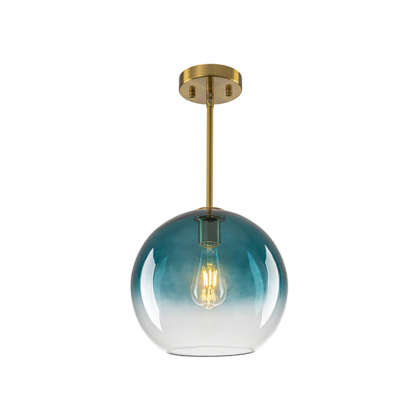 Sculptural Gradient Tinted Glass Globe Single Pendant