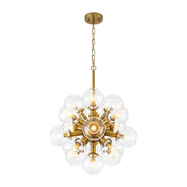 Sleek Modern 17-Light Hand-blown Glass Firework Sphere Chandelier