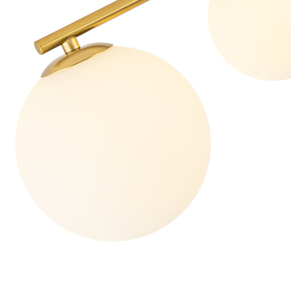 Sputnik Brass 8-Light Frosted Glass Sphere Semi-flush Mount