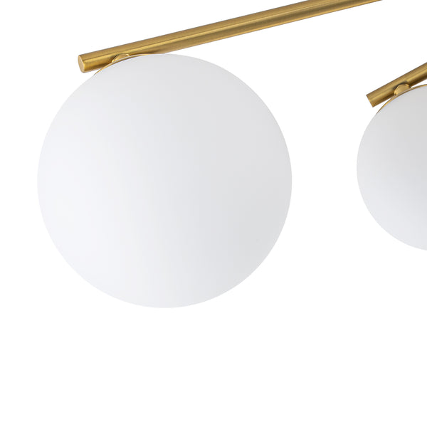 Sputnik Brass 8-Light Frosted Glass Sphere Semi-flush Mount