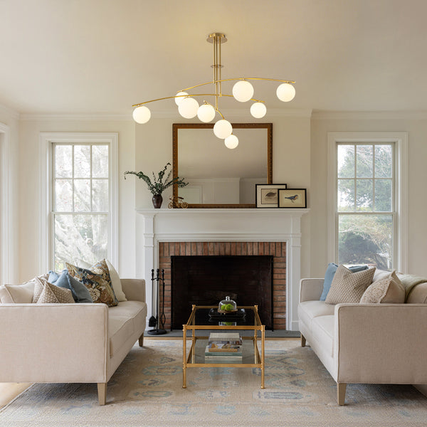 Stylish Modern 9-Light Branch Glass Globe Semi Flush Mount