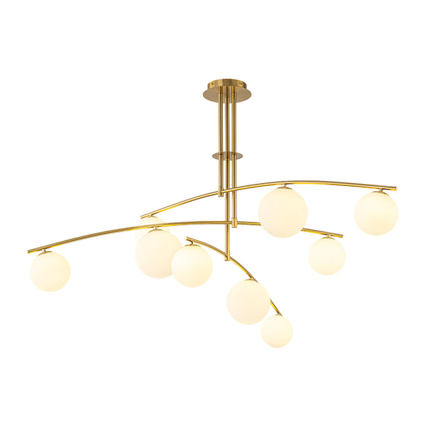 Stylish Modern 9-Light Branch Glass Globe Semi Flush Mount
