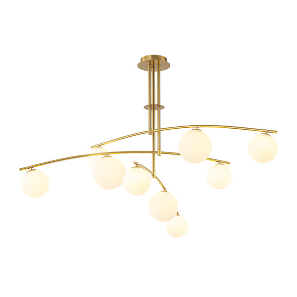 Stylish Modern 9-Light Branch Glass Globe Semi Flush Mount