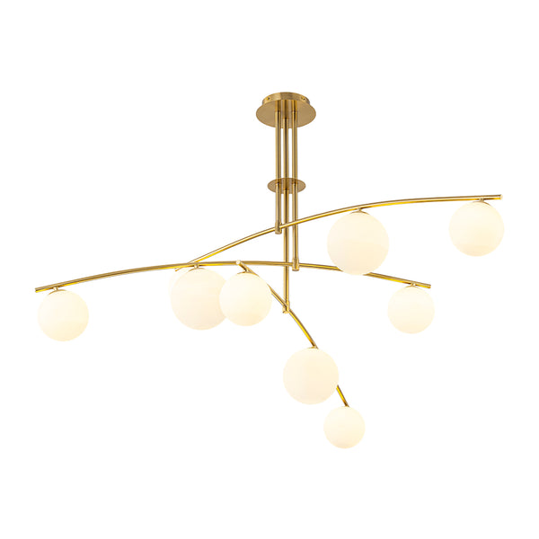 Stylish Modern 9-Light Branch Glass Globe Semi Flush Mount