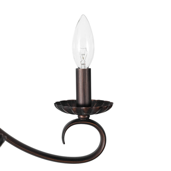 French Country 6-Light Rubbed Bronze Candle-style Semi-flush Chandelier