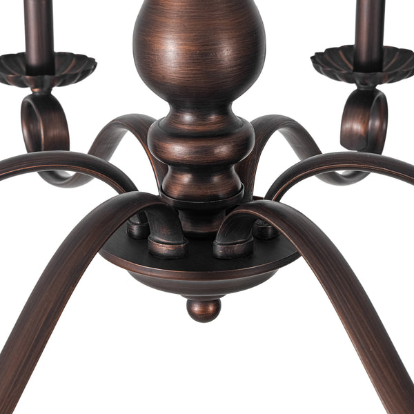 French Country 6-Light Rubbed Bronze Candle-style Semi-flush Chandelier