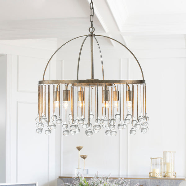 Vintage 6-Light Crystal Water Drop Chandelier