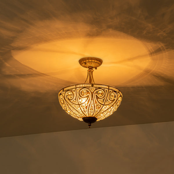 Vintage Luxe 3-Light Bronze Crystal Semi-Flush Mount