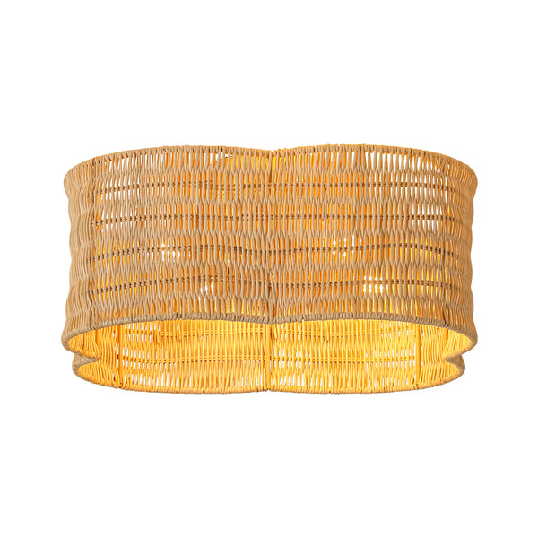 4-Lobed Scalloped Drum Rattan Semi-flush Mount