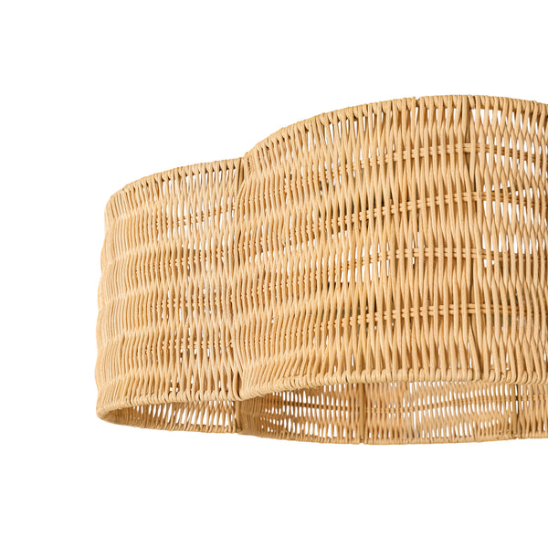 4-Lobed Scalloped Drum Rattan Semi-flush Mount
