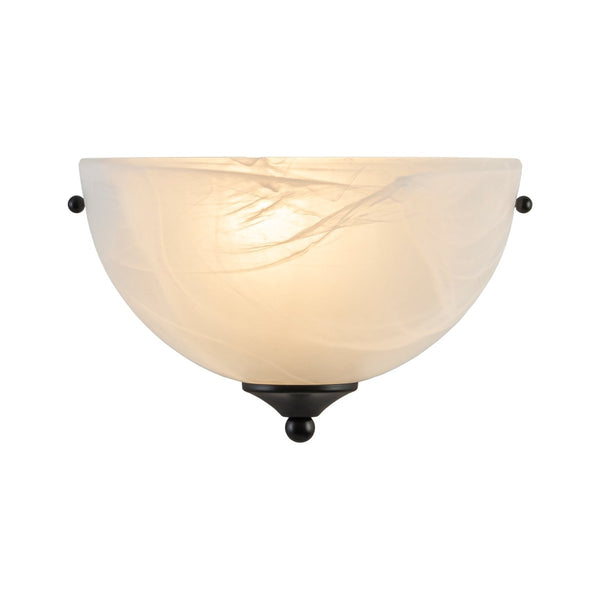 Chandelierias-1-Light Black Alabaster Bell Glass Half-Moon Wall Sconce-Wall Light-Matte Black-2-Pack