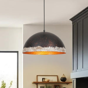 Chandelierias-1-Light Distressed Hammered Domed Pendant-Pendants-15.7 in-