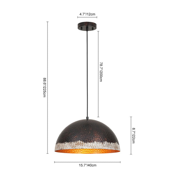 Chandelierias-1-Light Distressed Hammered Domed Pendant-Pendants-15.7 in-