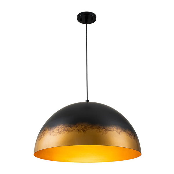 Chandelierias-1-Light Distressed Ombré Oversized Domed Pendant-Pendants-Ombré Black-to-gold-
